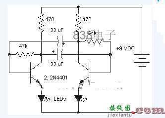 分立元件的LED闪光器电路图  第3张