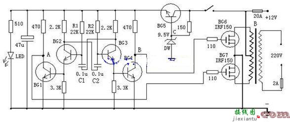 双12v输出的晶体管逆变器电路图  第1张
