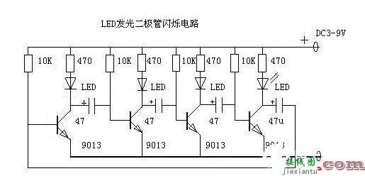 LED发光二极管闪烁电路图  第1张