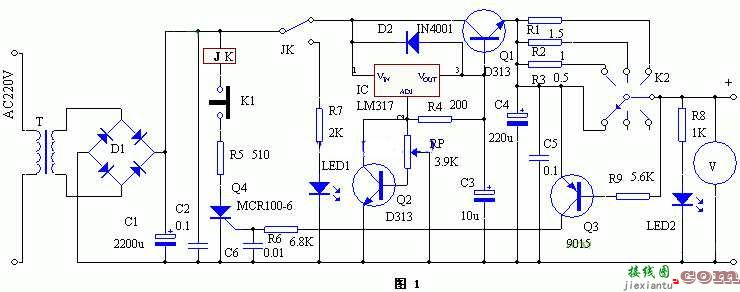 lm317t稳压可调带限流保护电路图  第1张