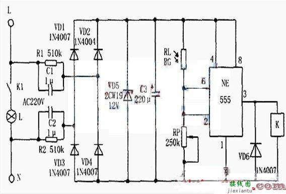 NE555光控开关路灯原理图  第1张