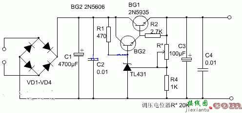 10A可调稳压电源电路图  第1张