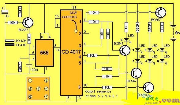 简单的led电子骰子的电路  第1张