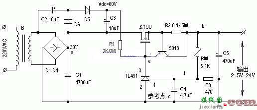 TL431大功率可调稳压电源电路图  第1张