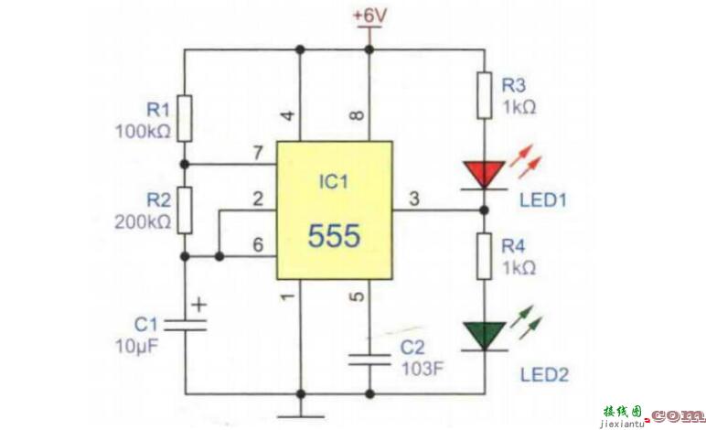 ne555双色闪光灯电路  第1张