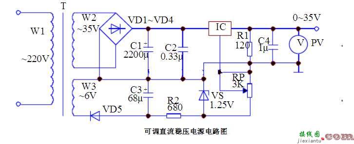 数显可调直流稳压电源电路图  第1张