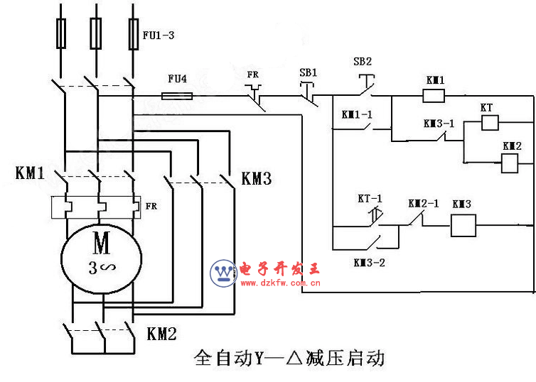 电动机全自动星三角启动接线图  第1张