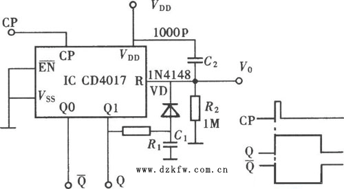 用CD4017组成单稳态触发器  第1张