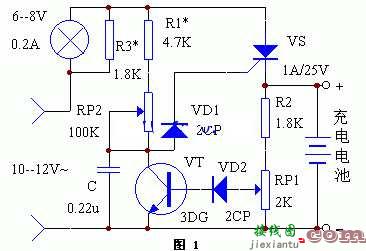 可控硅自动恒流充电器电路原理图  第1张