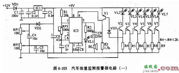 汽车油量监测报警器电路设计  第1张