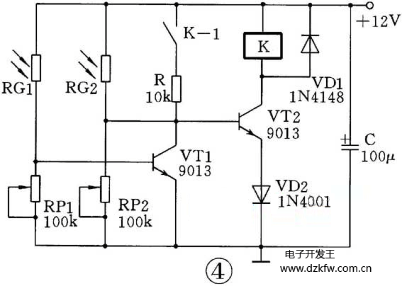 三极管组成的光控开关电路原理图  第4张