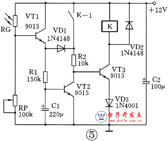 三极管组成的光控开关电路原理图  第5张