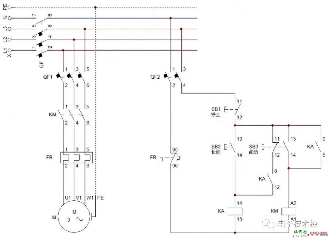 电动机的点动与连续运行控制电路图解  第4张