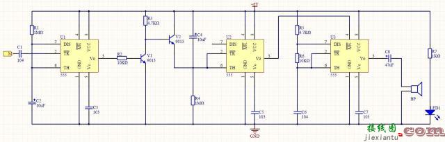 555报警器电路原理图 基于555芯片的报警器电路设计  第3张