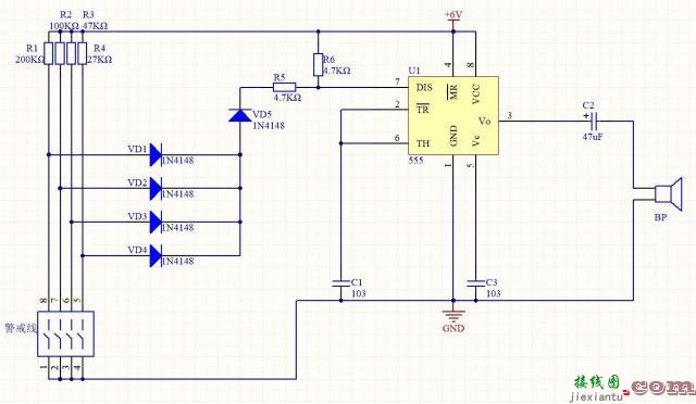 555报警器电路原理图 基于555芯片的报警器电路设计  第2张