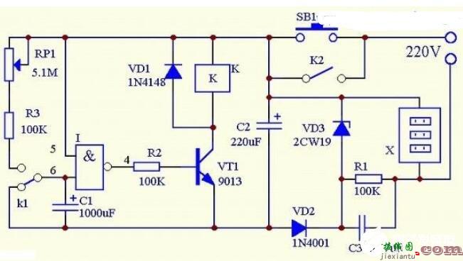 简单的1小时定时器电路图  第2张