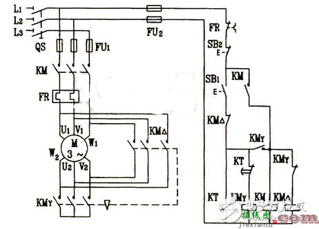接触器控制星三角降压启动
 - 星三角能耗制动电路图大全（电动机/接触器/继电器自动星三角降压启动电路）  第2张