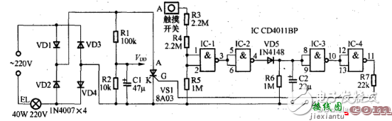 12V简单延时电路 - 12v延时关闭电路图大全（可控硅/晶闸管/触摸延时开关电路详解）  第2张