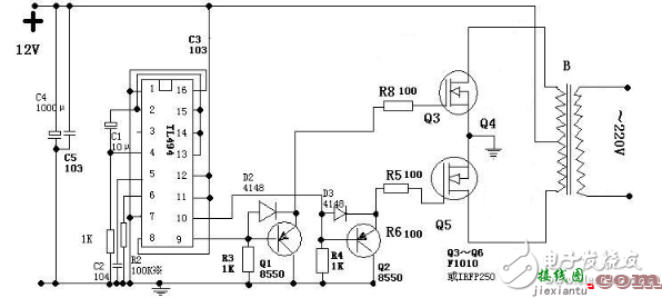 逆变电源把直流电逆变成交流电 - 直流变交流简易电路图大全（场效应晶体管/逆变电源/MOS场效应管变换电路详解）  第2张