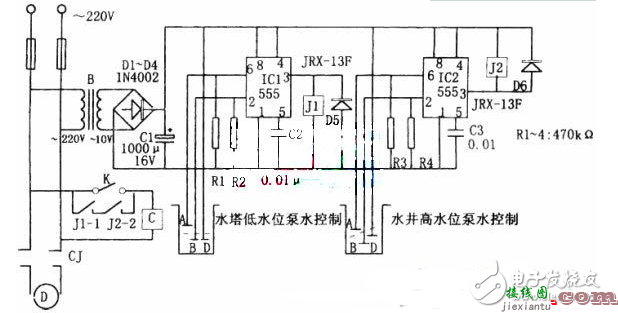 高低水位控制电路图（四） - 高低水位控制电路图大全（六款高低水位控制电路原理图详解）  第2张