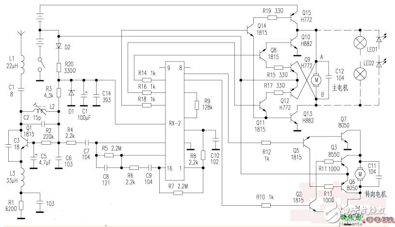 无线遥控车电路图（三） - 无线遥控车电路图大全（四款无线遥控车电路设计原理图详解）  第3张