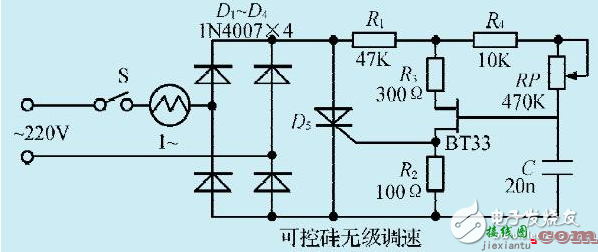 可控硅调速电路图设计（二） - 可控硅调速电路图大全（六款可控硅调速电路设计原理图详解）  第3张