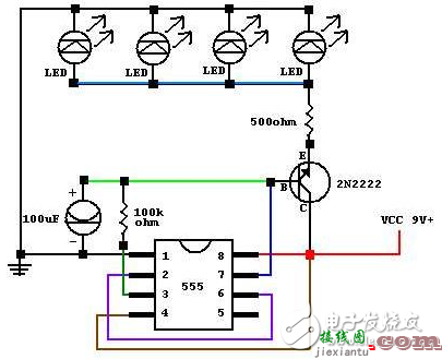 ne555呼吸灯电路图设计（四） - ne555呼吸灯电路图大全（四款ne555呼吸灯电路设计原理图详解）  第1张