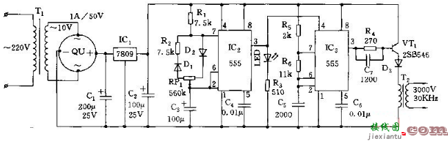 555间歇式臭氧发生器电路图（四款臭氧发生器电路图详解）  第1张
