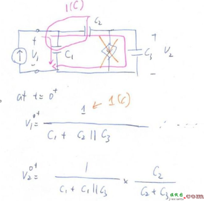 三电容电路时域分析 - 基本π网络之三电容电路和零极点分析  第4张