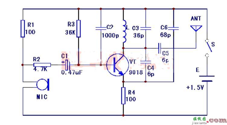 9018无线话筒电路图（三） - 9018无线话筒电路图（四款无线话筒电路图）  第1张