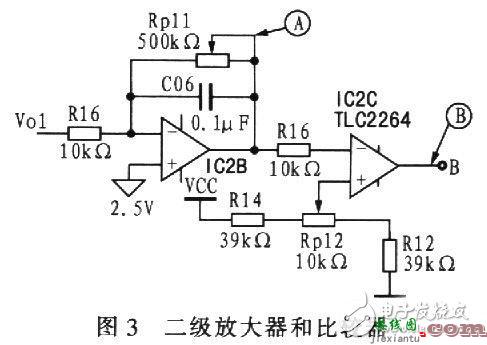 二级放大器兼比较器电路设计 - 便携式脉搏测试测量系统电路设计详解  第1张