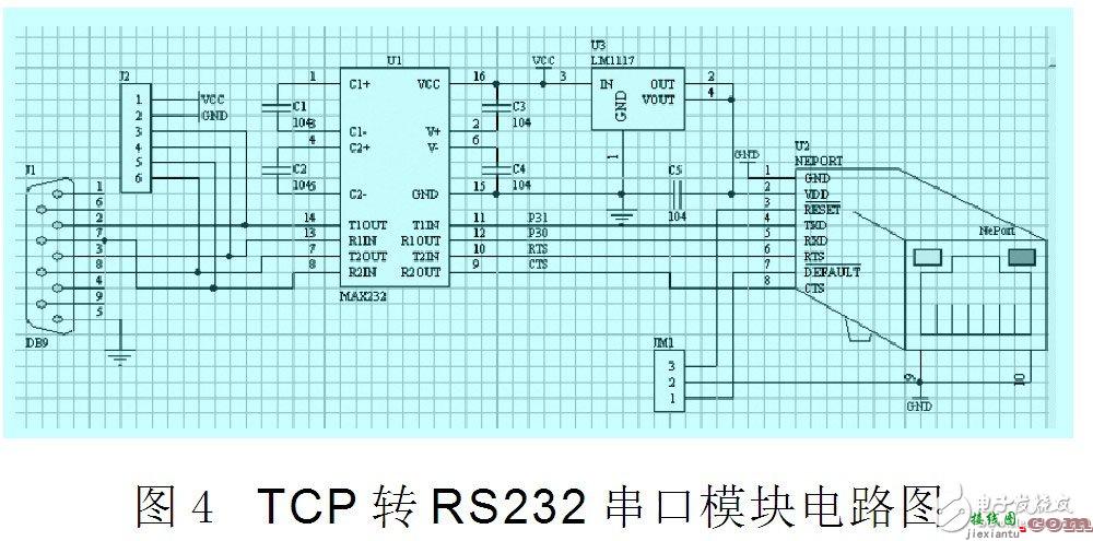 TCP转RS232串口模块 - 电路图天天读（22）：智能水文监控系统模块电路  第1张