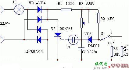 光敏自动调光台灯电路图  第1张