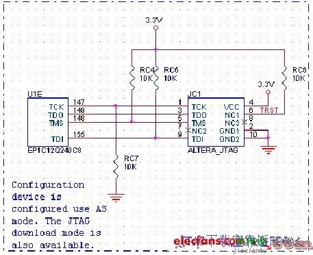 Altera JTAG下载和调试接口电路图  第1张