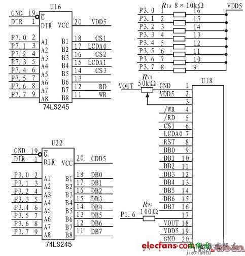 LCD与控制器接口电路图设计  第1张