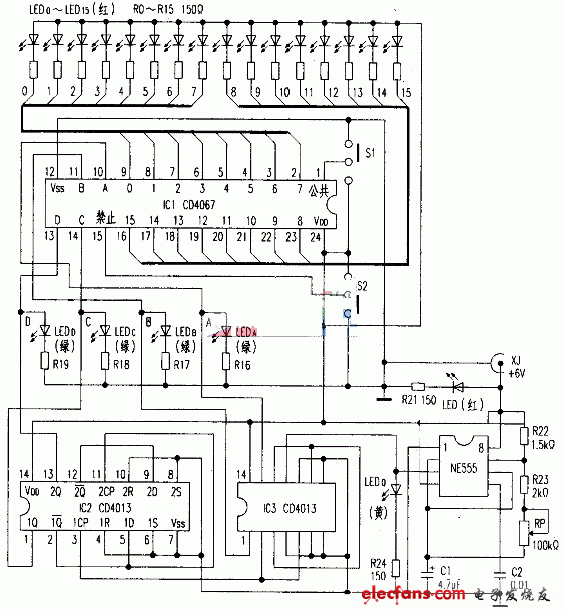 可演示CD4067功能的实验电路  第1张