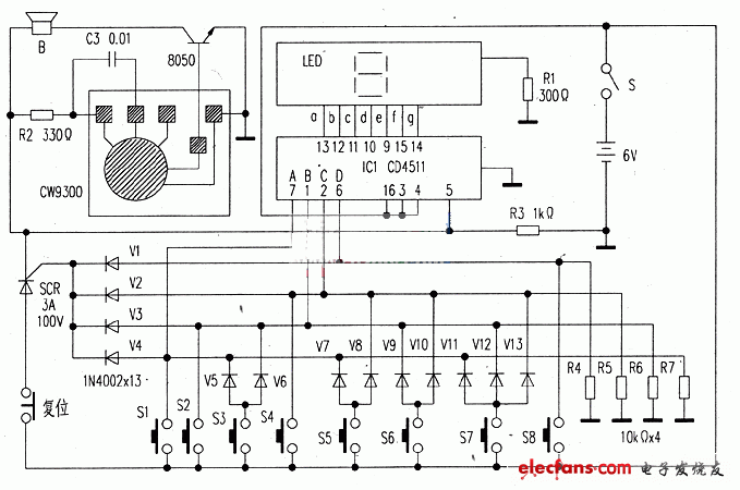 简单的八路数显抢答器  第1张