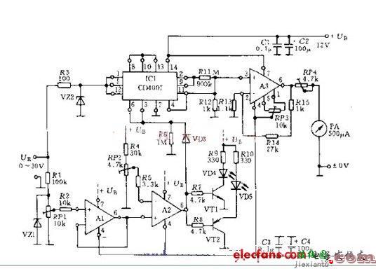 一种电子电压表电路图  第1张