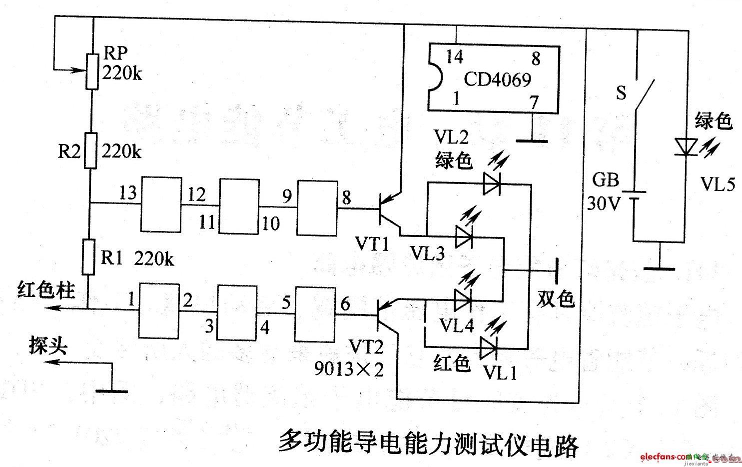 MAX1582构成的多功能导电能力测试仪电路  第1张