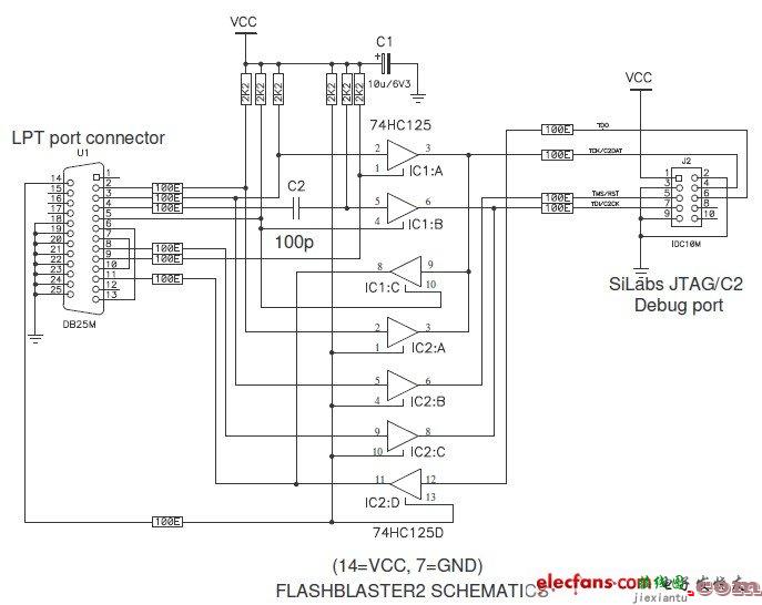 C8051F并口下载器原理图  第1张