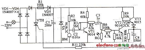 光敏电阻延时节电开关电路  第1张