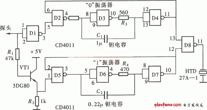 发声型逻辑笔电路图  第1张