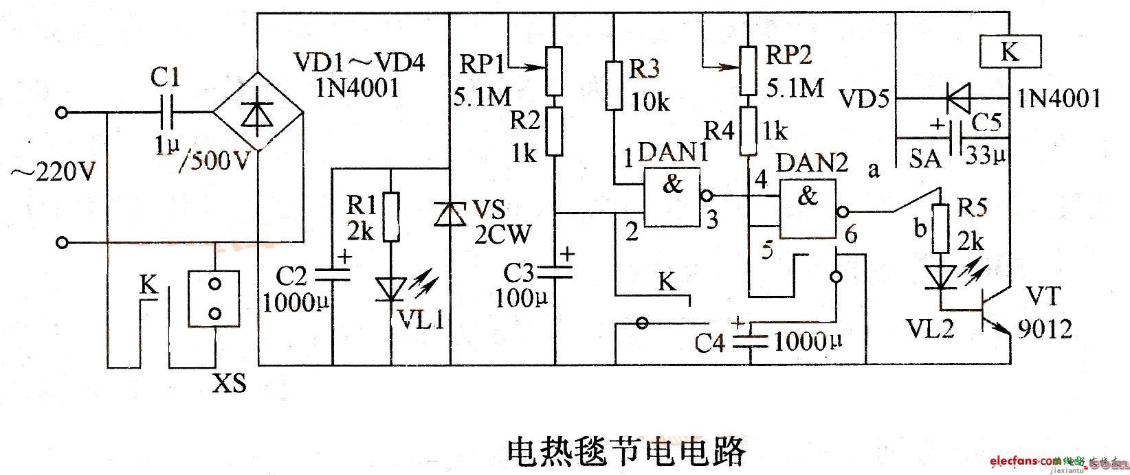 电热毯节电电路图  第1张