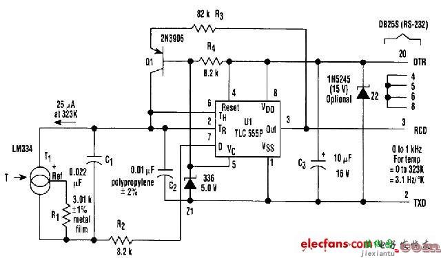 RS232绝对温度记录仪电路  第1张