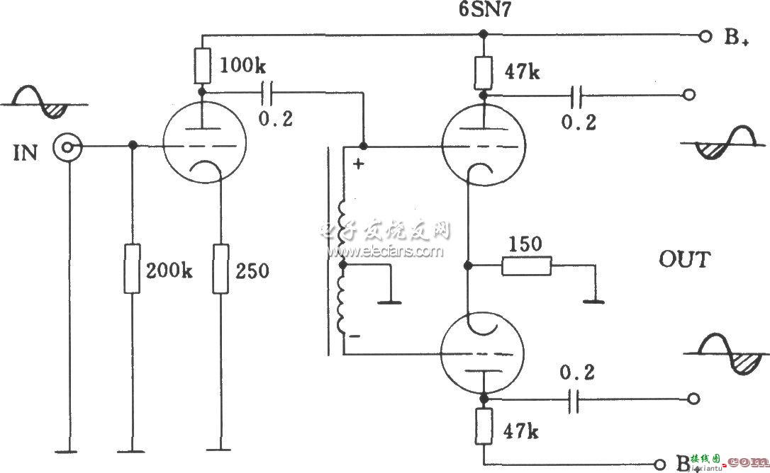 电子管扼流圈倒相电路  第1张
