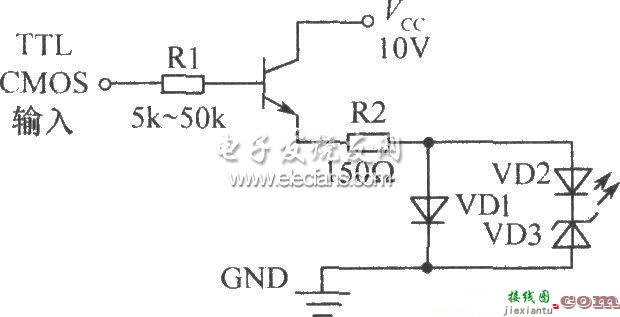 数字集成电路控制的两只发光管交替闪烁发光  第1张