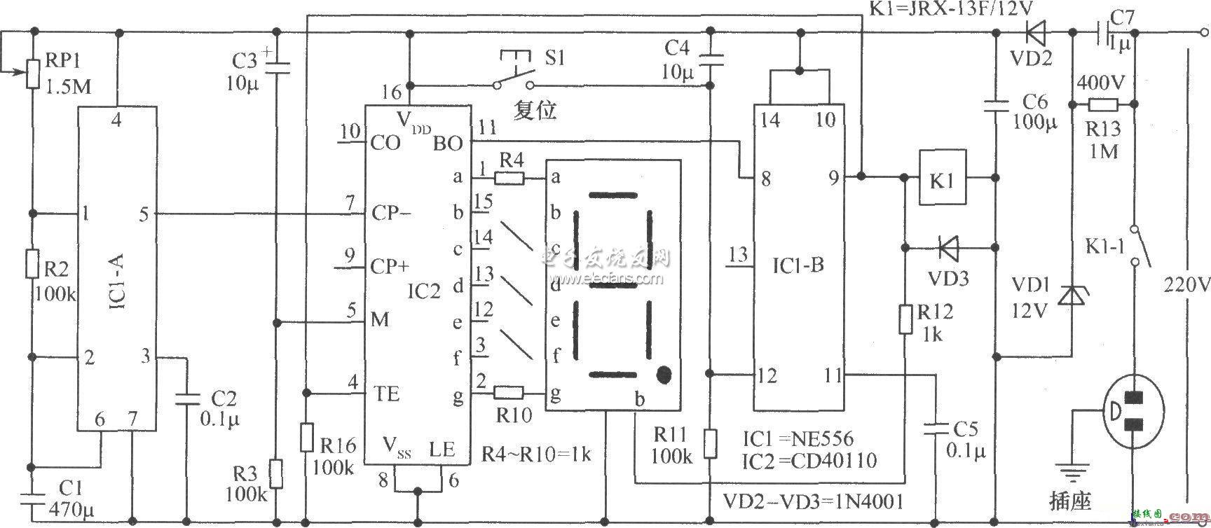 新颖定时开关电路原理图  第1张