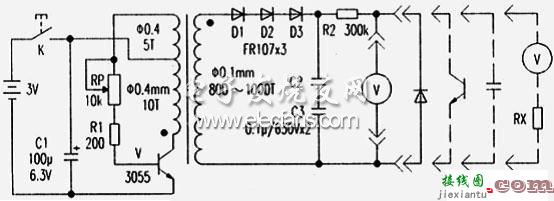 简易耐压测试器电路图  第1张