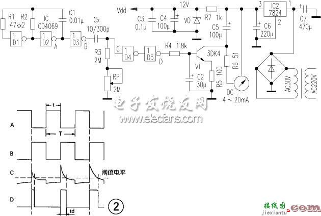 电容式位移发送器原理电路  第1张