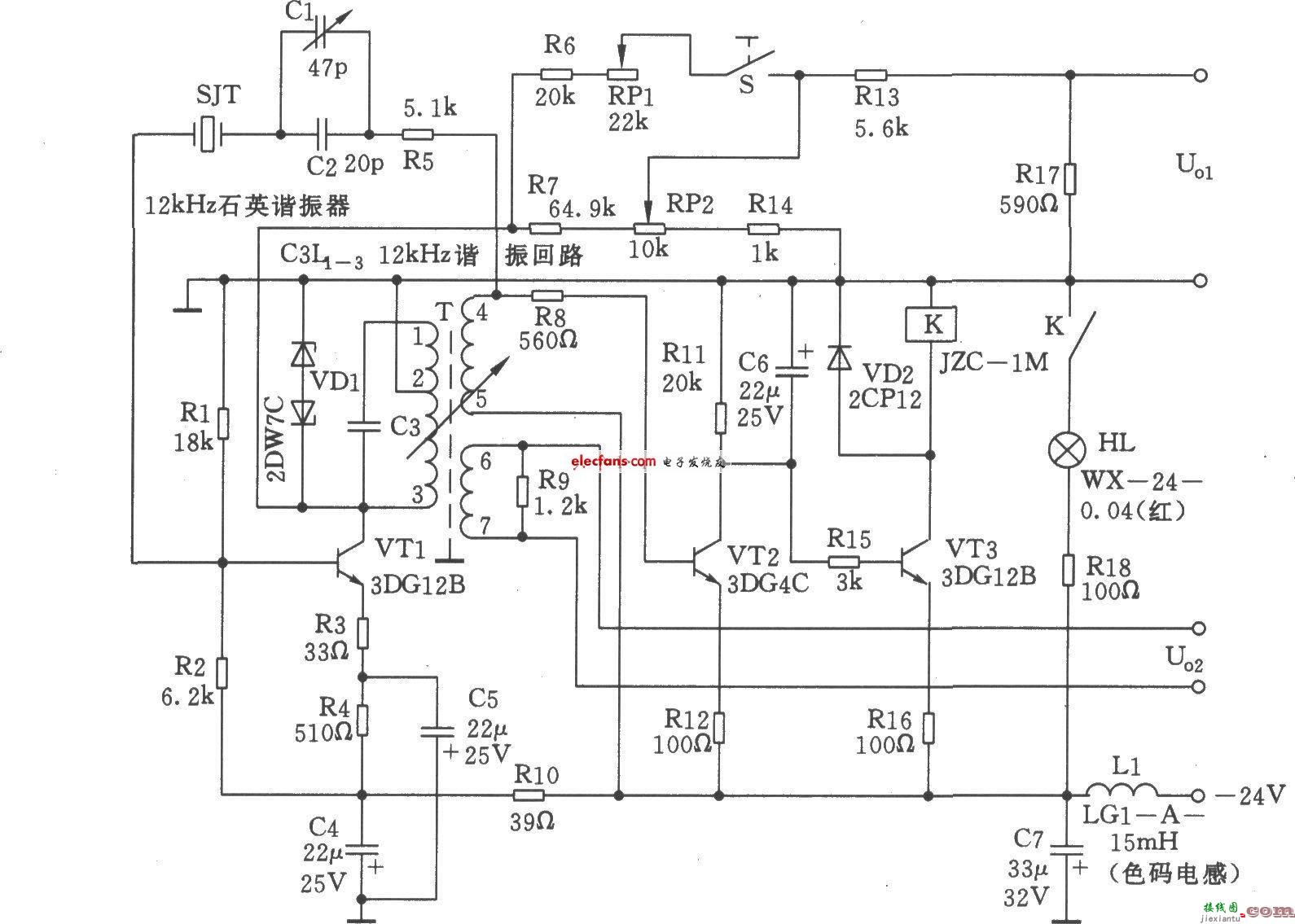 12kHz中频振荡器电路图  第1张